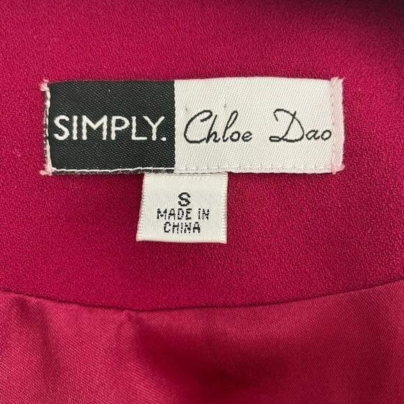 SIMPLY. CHLOE DAO Magenta Origami Trim Sleeve Blazer Women’s Dress Jacket - Picture 8 of 11